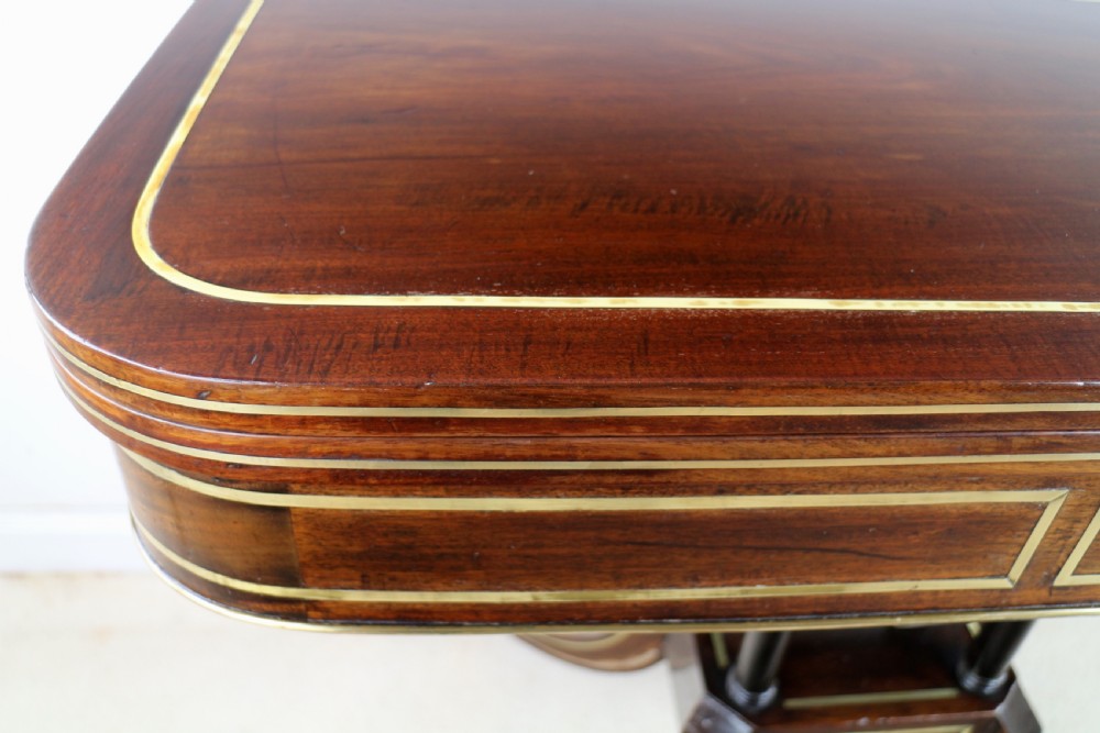 Regency Brass Inlaid Rosewood Card Table, c.1820 View VIII