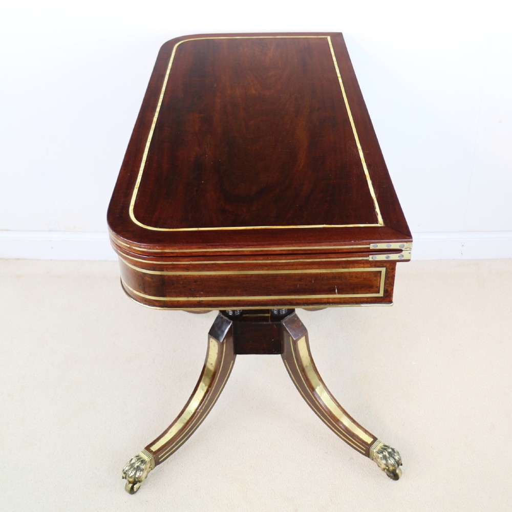 Regency Brass Inlaid Rosewood Card Table, c.1820 View XI