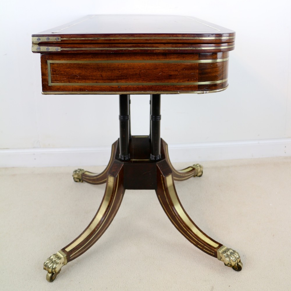 Regency Brass Inlaid Rosewood Card Table, c.1820 View XII