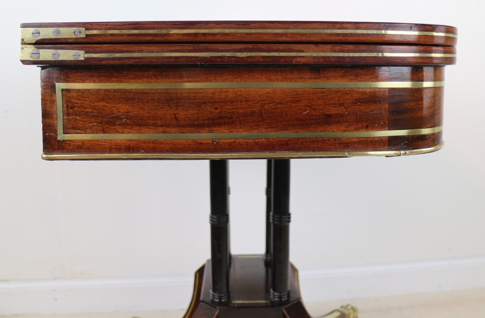 Regency Brass Inlaid Rosewood Card Table, c.1820 View XIII