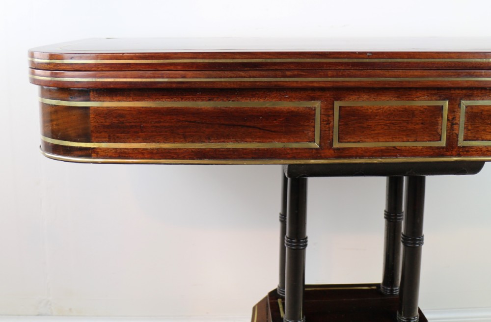Regency Brass Inlaid Rosewood Card Table, c.1820 View XV