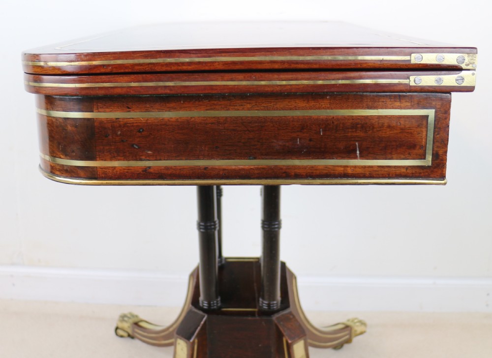 Regency Brass Inlaid Rosewood Card Table, c.1820 View XVI