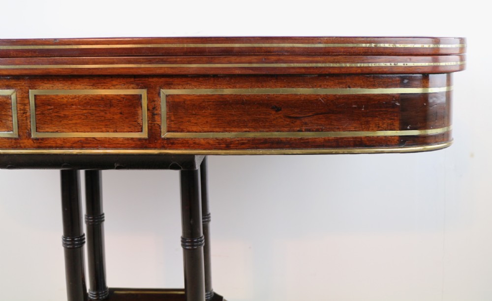 Regency Brass Inlaid Rosewood Card Table, c.1820 View XVII