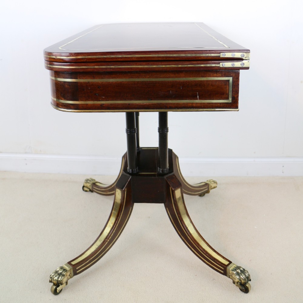 Regency Brass Inlaid Rosewood Card Table, c.1820 View XIX