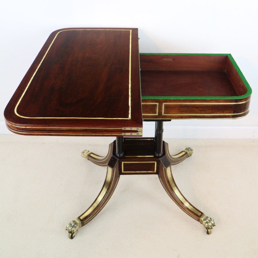 Regency Brass Inlaid Rosewood Card Table, c.1820 View XX