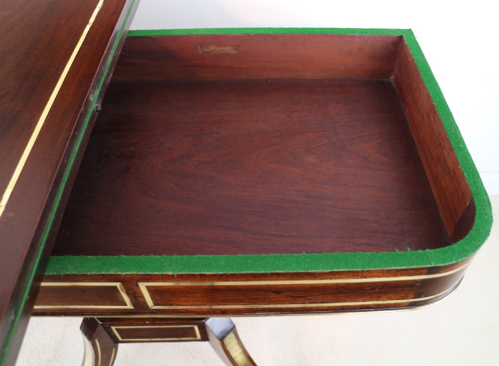 Regency Brass Inlaid Rosewood Card Table, c.1820 View XXI