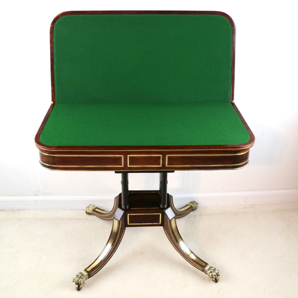 Regency Brass Inlaid Rosewood Card Table, c.1820 View XXII