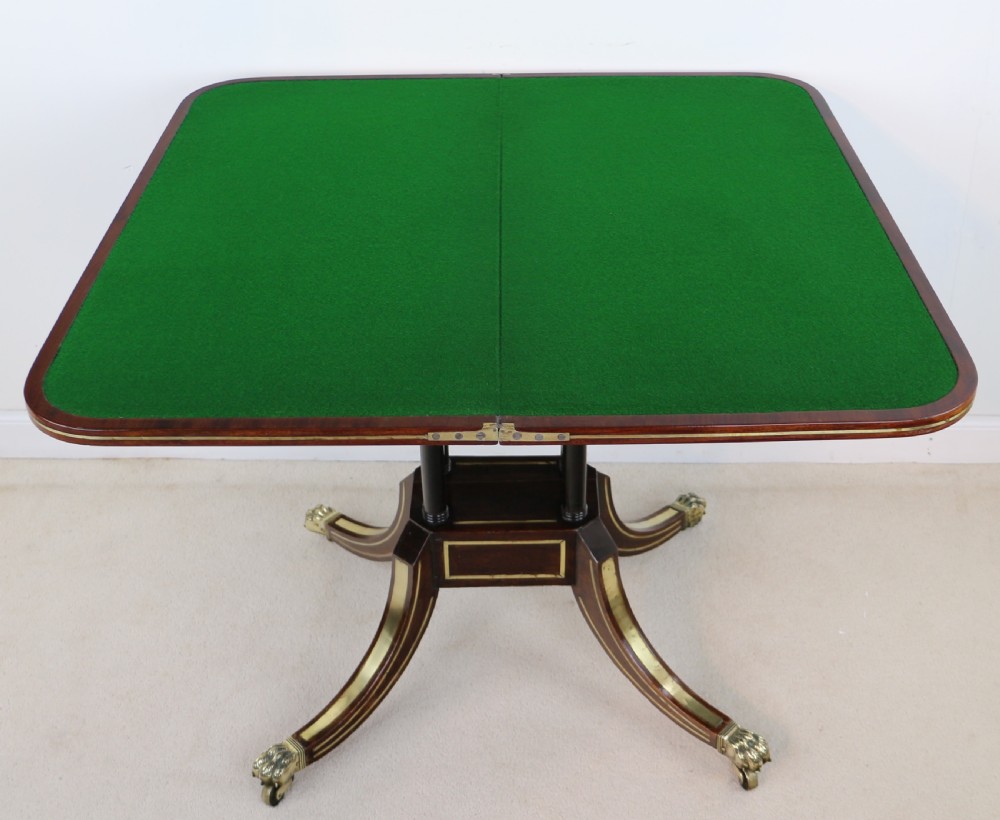 Regency Brass Inlaid Rosewood Card Table, c.1820 View XXIII