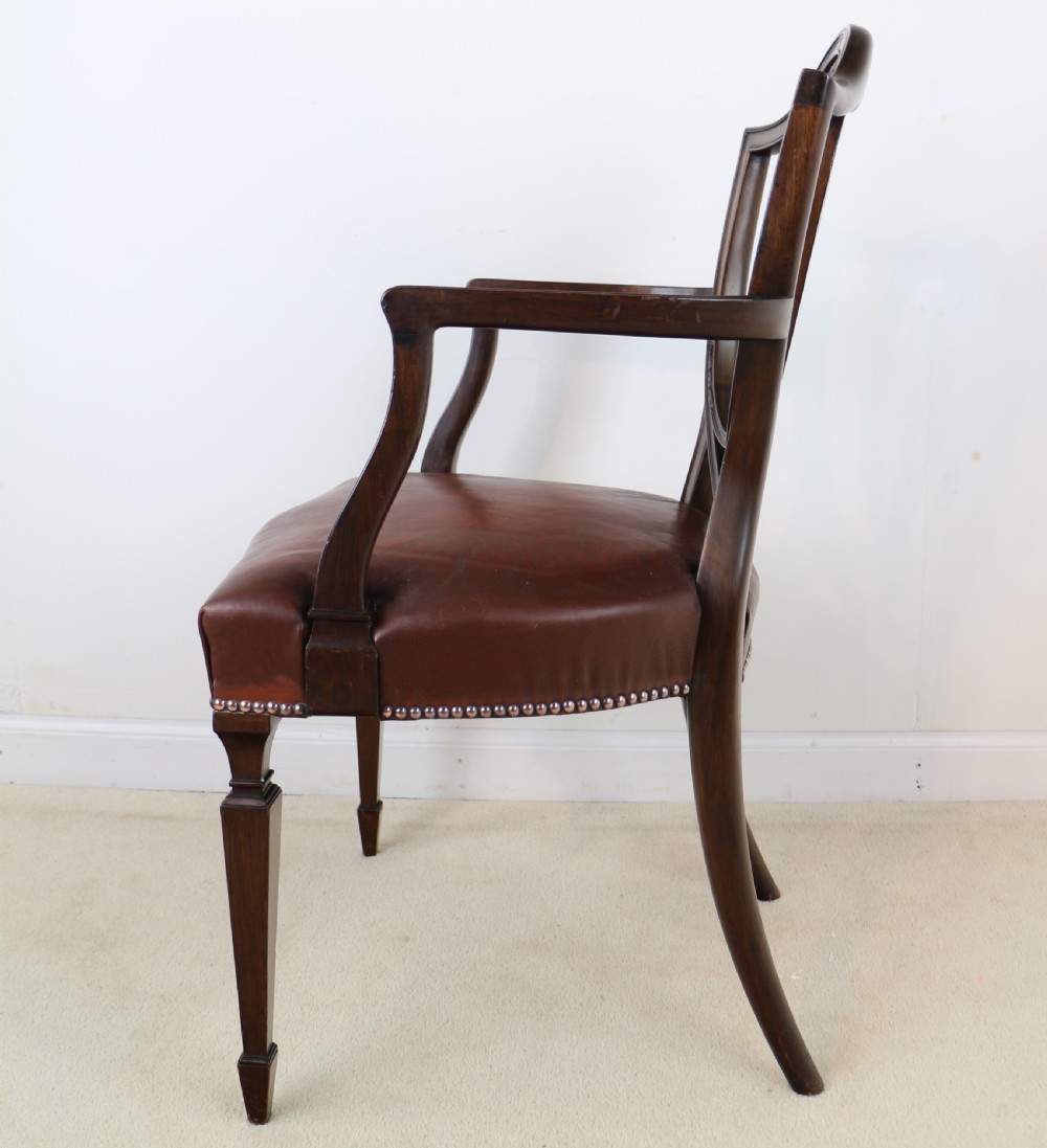 Set of 10 Victorian Hepplewhite Design Shield Back Carver Dining Chairs attributed to Gillows View XIV