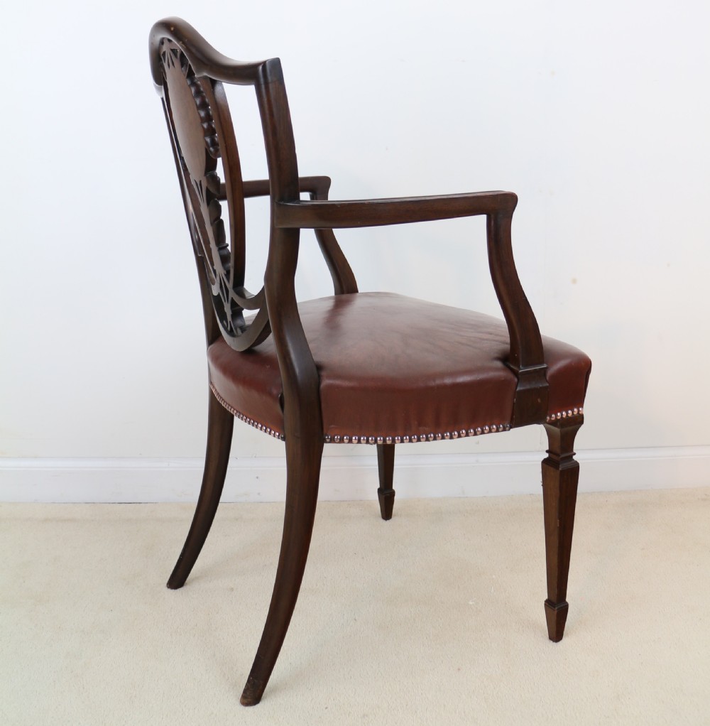 Set of 10 Victorian Hepplewhite Design Shield Back Carver Dining Chairs attributed to Gillows View XV