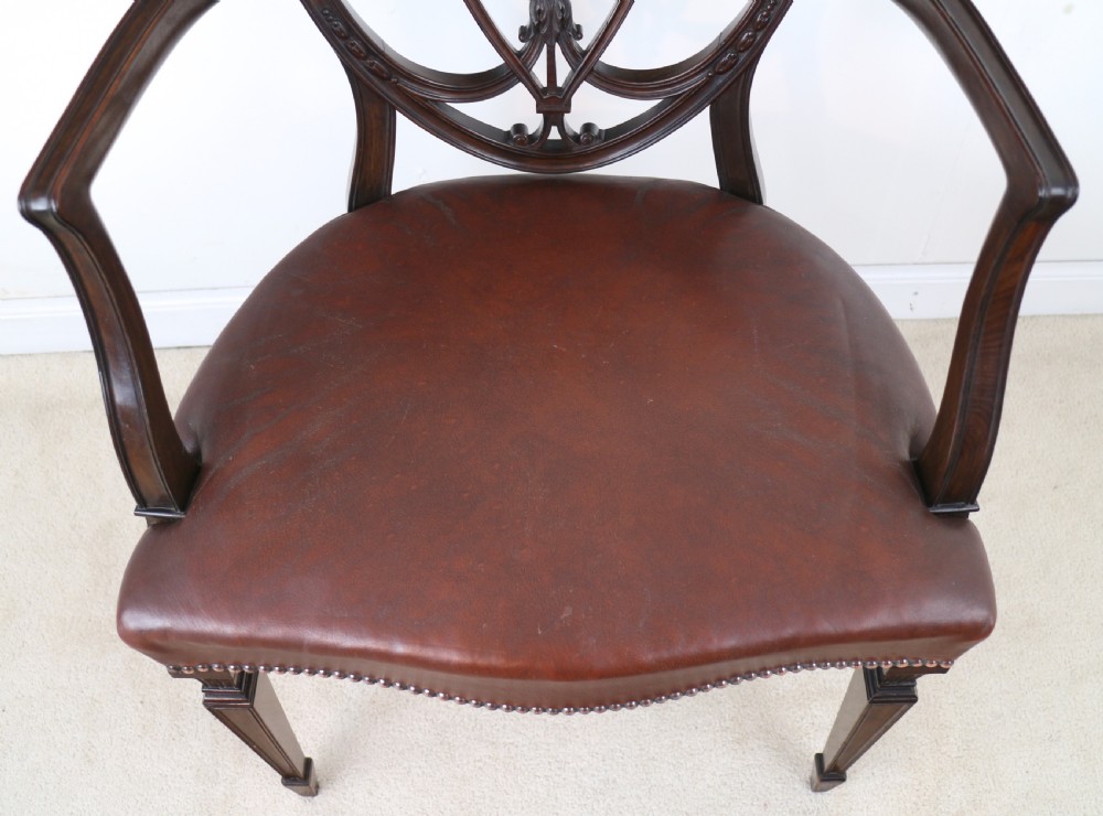 Set of 10 Victorian Hepplewhite Design Shield Back Carver Dining Chairs attributed to Gillows View XXII