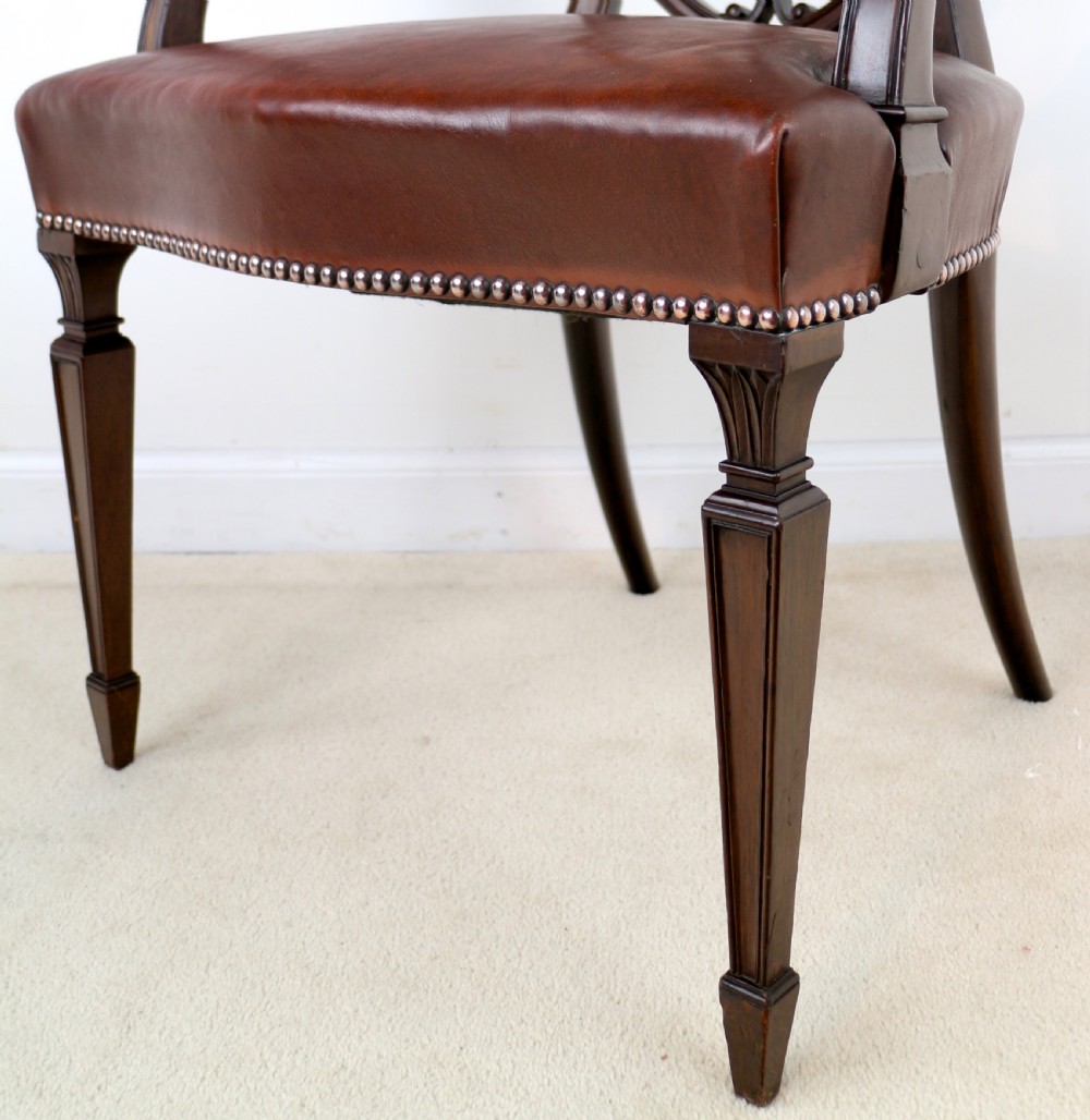Set of 10 Victorian Hepplewhite Design Shield Back Carver Dining Chairs attributed to Gillows View XXVI