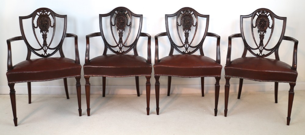 Set of 10 Victorian Hepplewhite Design Shield Back Carver Dining Chairs attributed to Gillows View XXVII