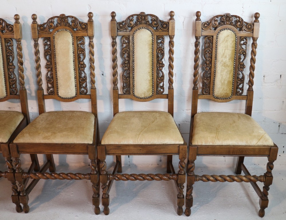 Set of 12 Jacobean Carved Oak Dining Chairs View X
