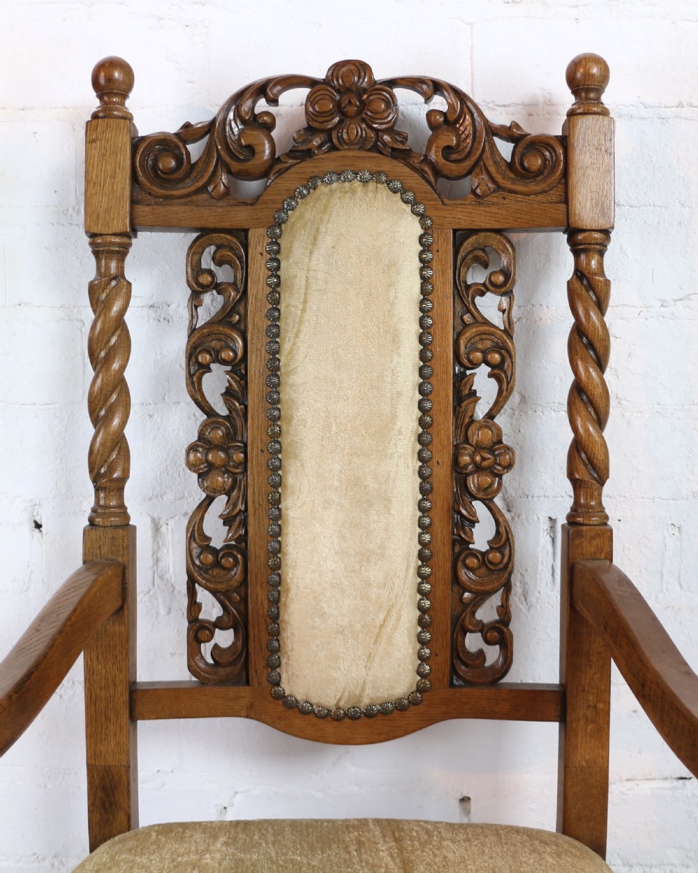 Set of 12 Jacobean Carved Oak Dining Chairs View XXV