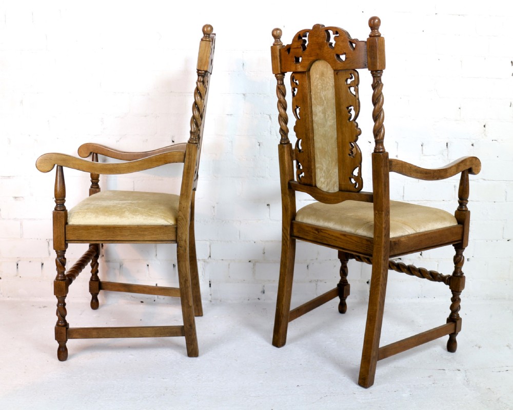 Set of 12 Jacobean Carved Oak Dining Chairs View XXIX