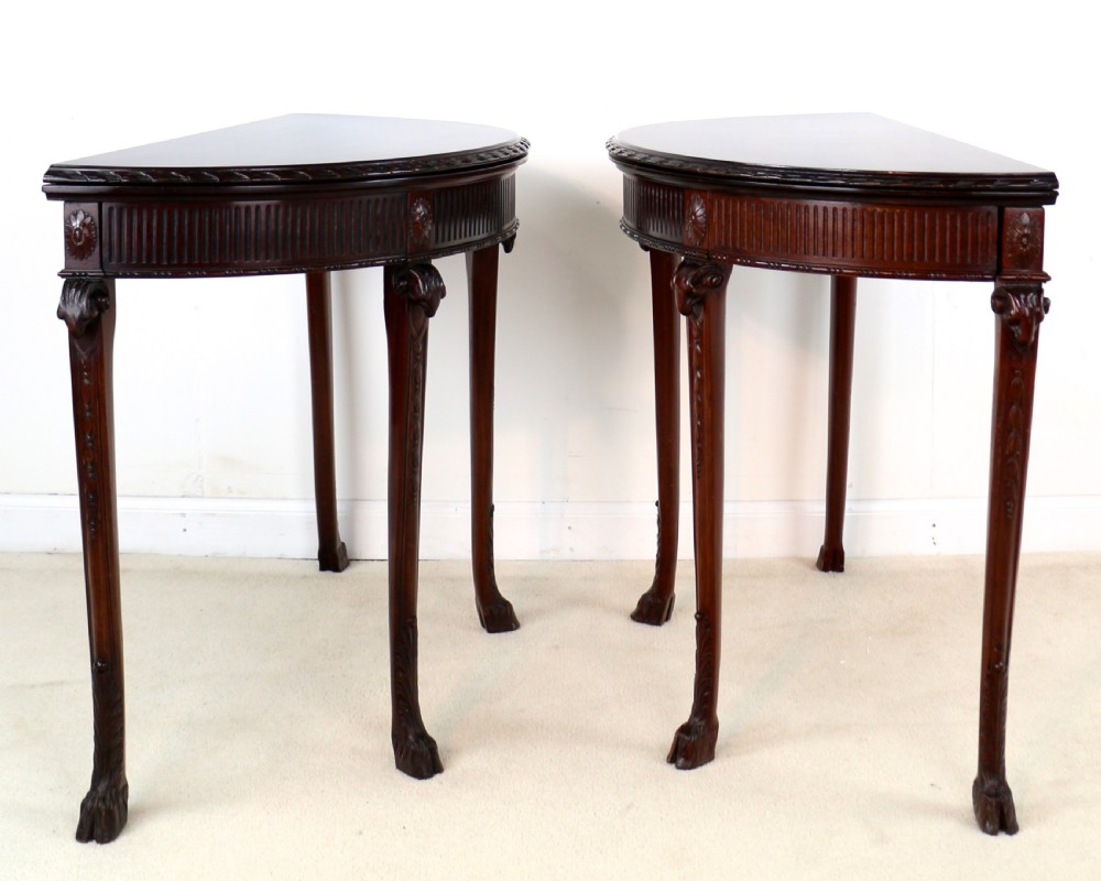 Pair of George III Neoclassical Style Mahogany Demi-Lune Card Tables by Maple & Co View VI