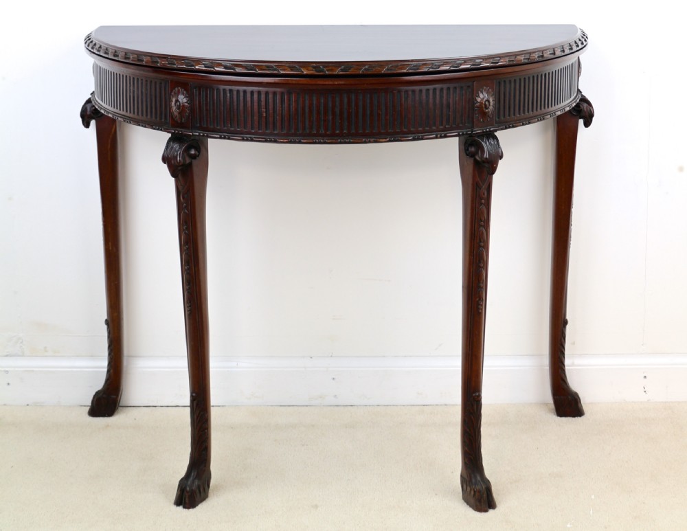 Pair of George III Neoclassical Style Mahogany Demi-Lune Card Tables by Maple & Co View X