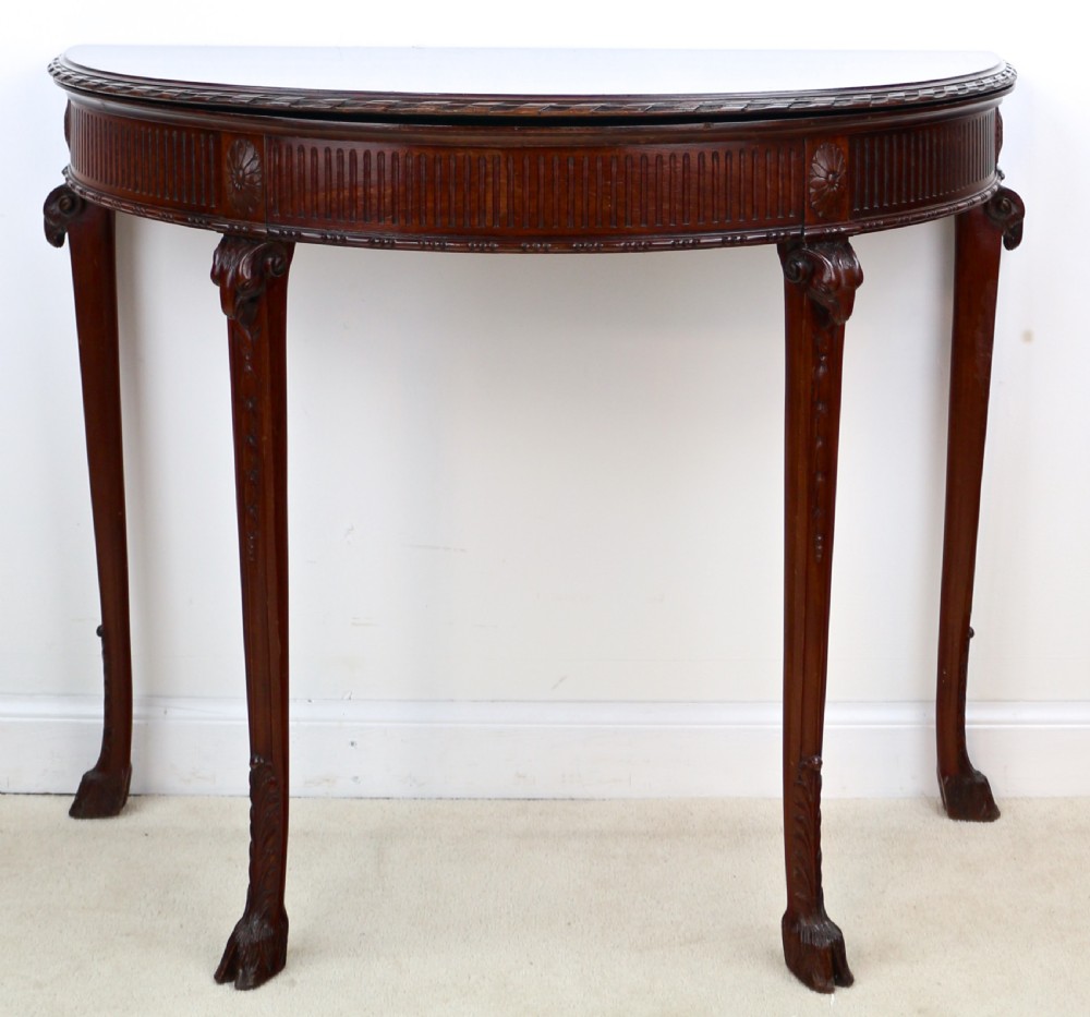 Pair of George III Neoclassical Style Mahogany Demi-Lune Card Tables by Maple & Co View XX