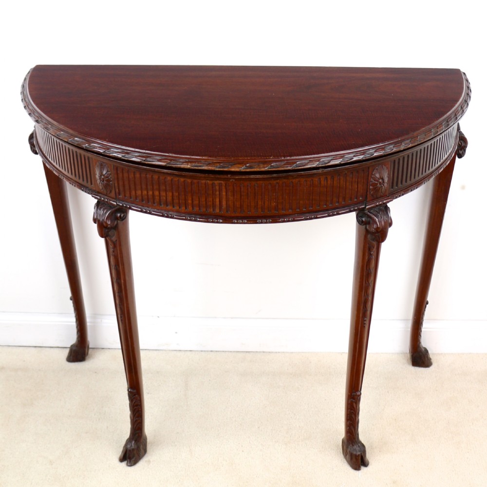 Pair of George III Neoclassical Style Mahogany Demi-Lune Card Tables by Maple & Co View XXI
