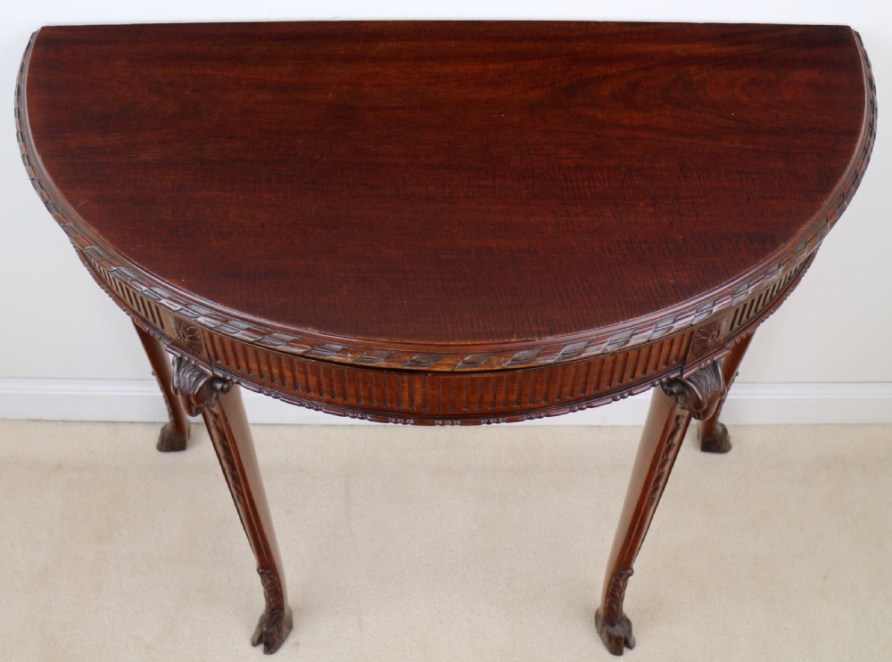 Pair of George III Neoclassical Style Mahogany Demi-Lune Card Tables by Maple & Co View XXII
