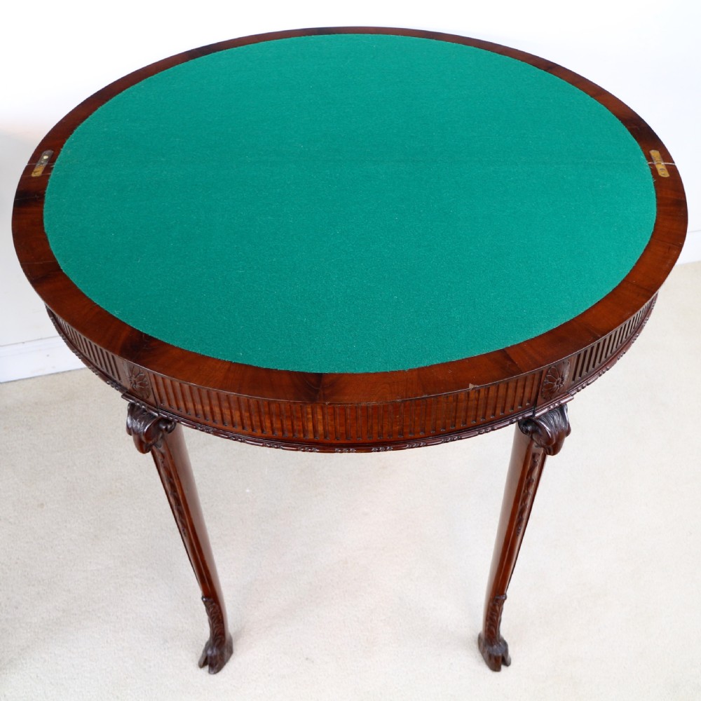 Pair of George III Neoclassical Style Mahogany Demi-Lune Card Tables by Maple & Co View XXVII