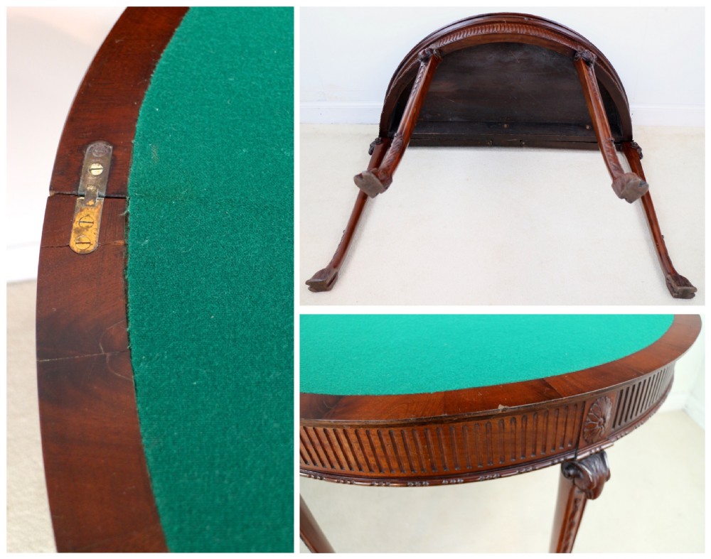 Pair of George III Neoclassical Style Mahogany Demi-Lune Card Tables by Maple & Co View XXVIII
