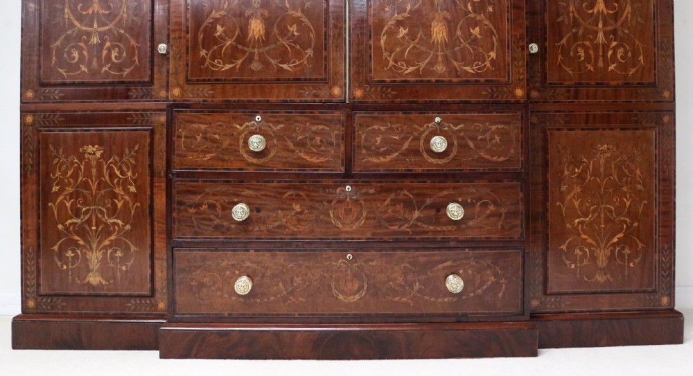 19th Century Mahogany & Marquetry Fitted Wardrobe by Edwards & Roberts of London View III