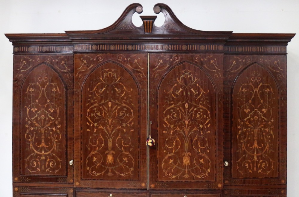 19th Century Mahogany & Marquetry Fitted Wardrobe by Edwards & Roberts of London View IV