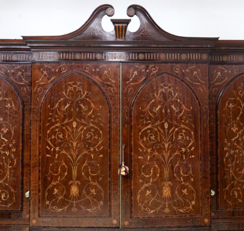 19th Century Mahogany & Marquetry Fitted Wardrobe by Edwards & Roberts of London View IX
