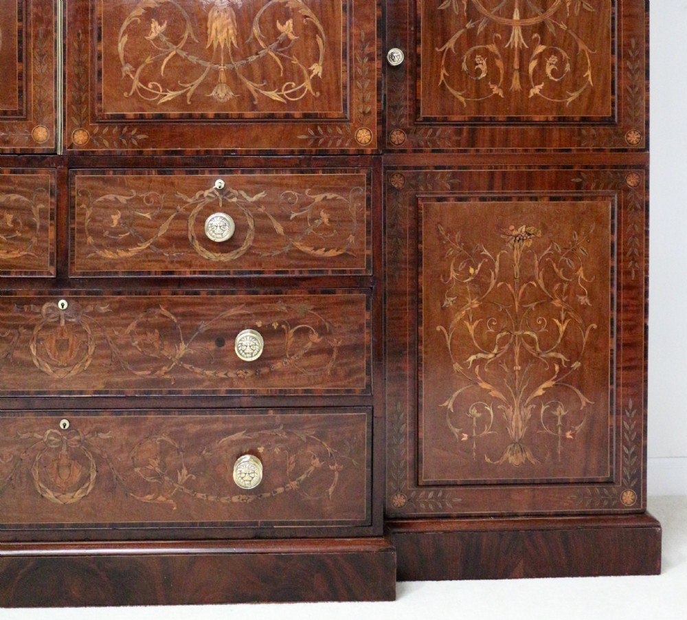 19th Century Mahogany & Marquetry Fitted Wardrobe by Edwards & Roberts of London View XI
