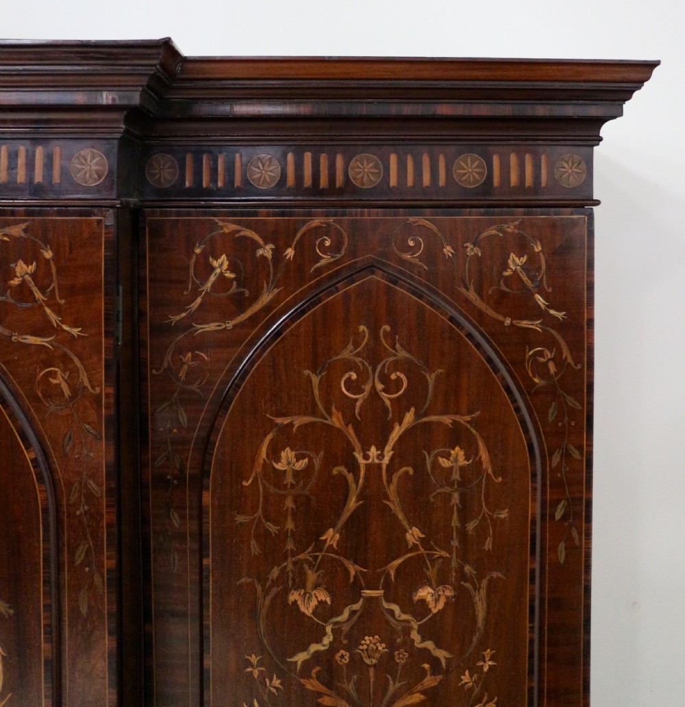 19th Century Mahogany & Marquetry Fitted Wardrobe by Edwards & Roberts of London View XV
