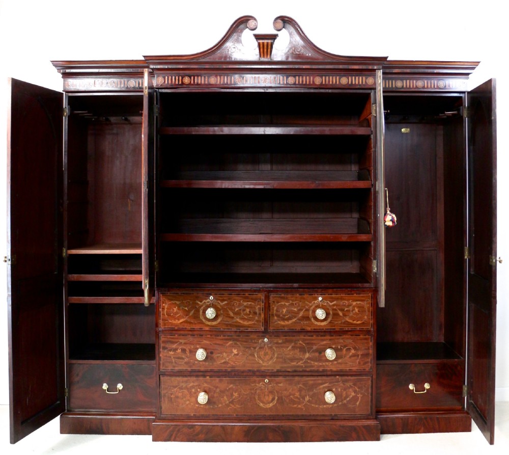 19th Century Mahogany & Marquetry Fitted Wardrobe by Edwards & Roberts of London View XXVI
