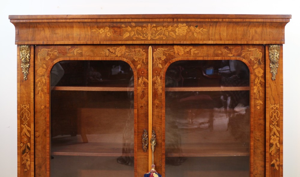Victorian Walnut and Floral Marquetry Side Cabinet View VI