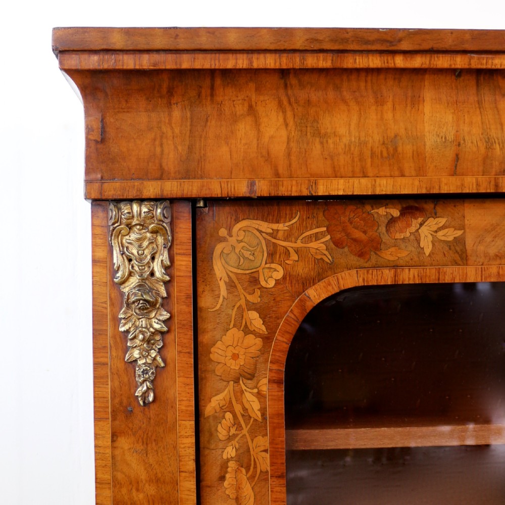 Victorian Walnut and Floral Marquetry Side Cabinet View VIII