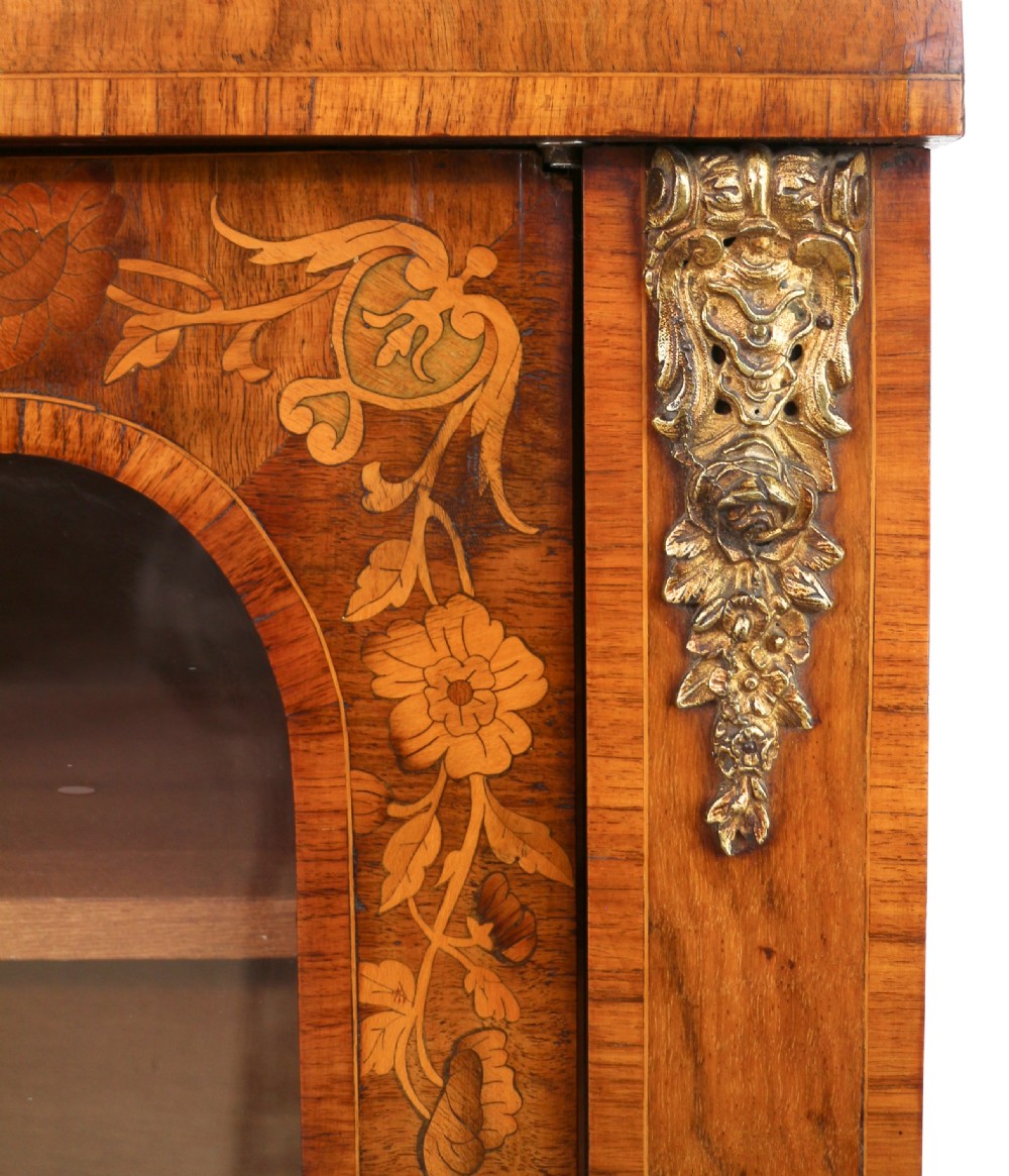 Victorian Walnut and Floral Marquetry Side Cabinet View XI