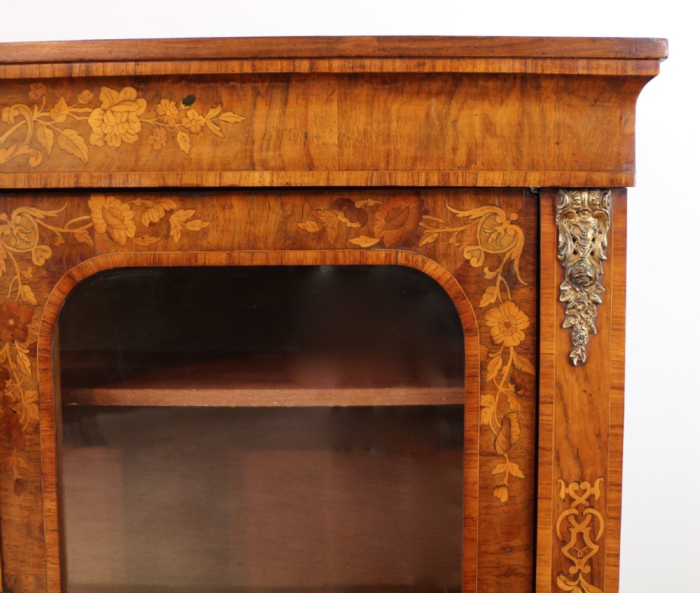 Victorian Walnut and Floral Marquetry Side Cabinet View XII