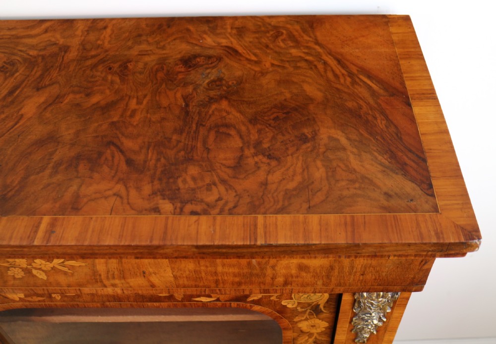 Victorian Walnut and Floral Marquetry Side Cabinet View XIII