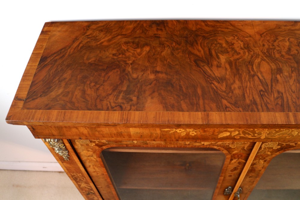 Victorian Walnut and Floral Marquetry Side Cabinet View XVI
