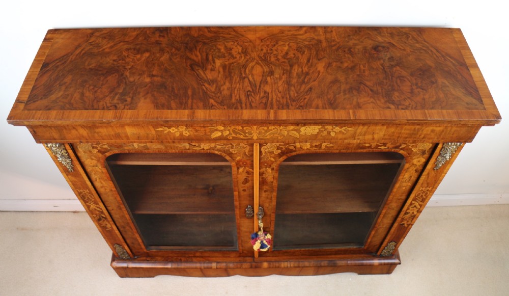Victorian Walnut and Floral Marquetry Side Cabinet View XIX