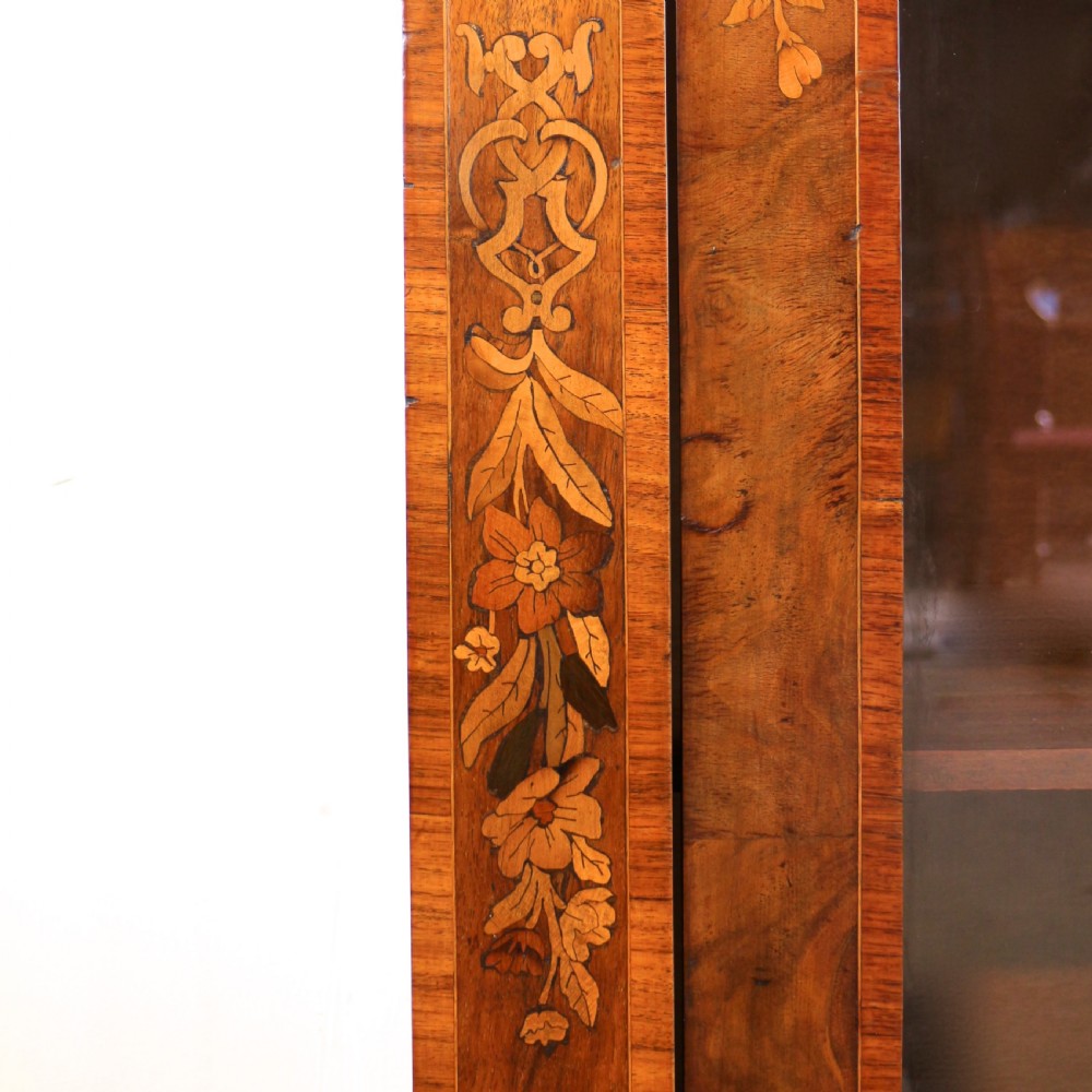 Victorian Walnut and Floral Marquetry Side Cabinet View XXI