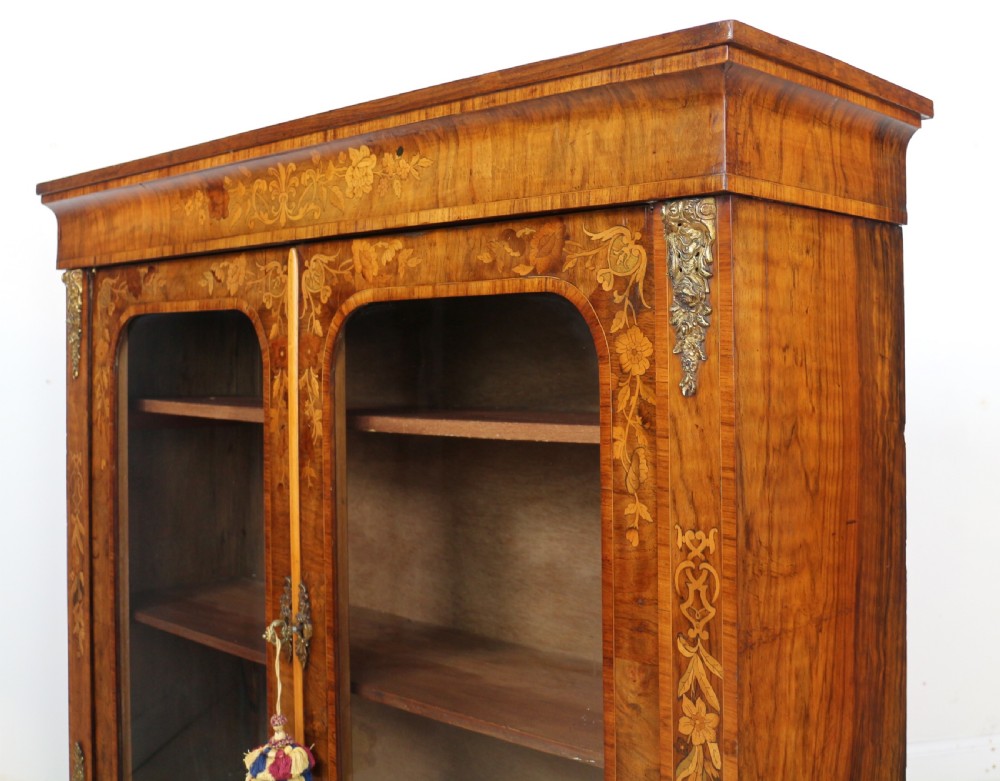 Victorian Walnut and Floral Marquetry Side Cabinet View XXII