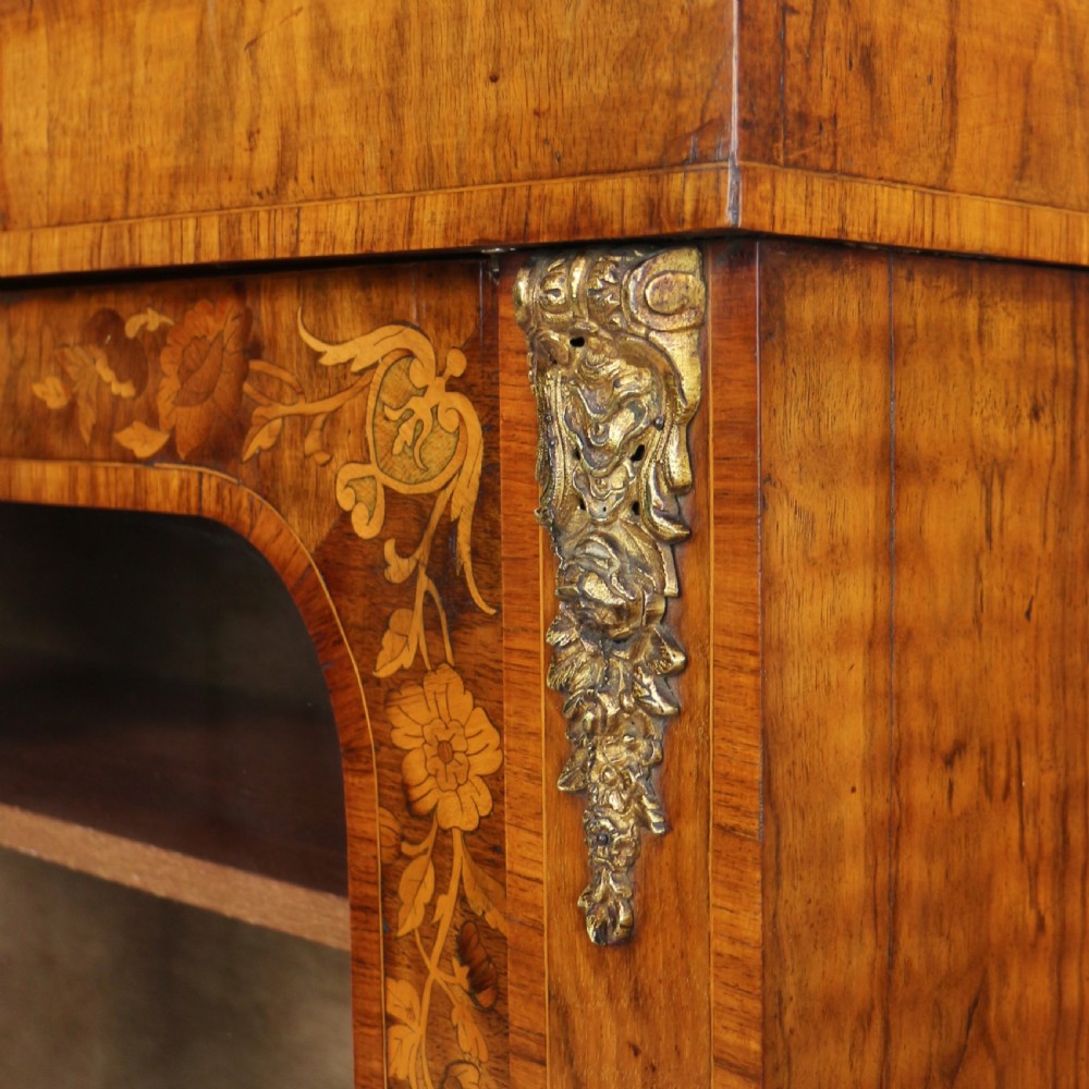 Victorian Walnut and Floral Marquetry Side Cabinet View XXIV