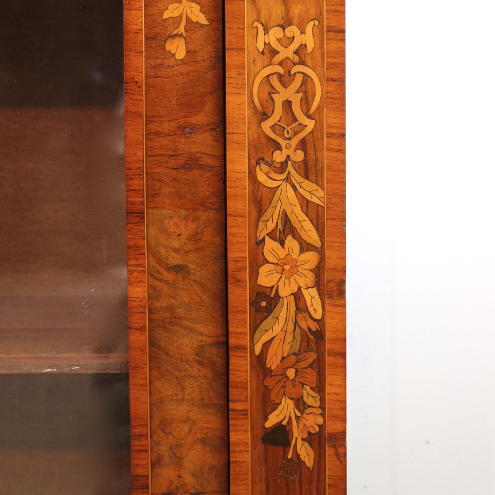 Victorian Walnut and Floral Marquetry Side Cabinet View XXV