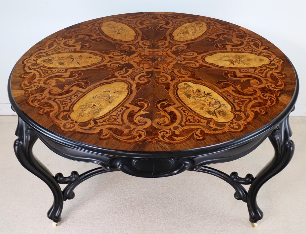 Victorian Marquetry Inlaid Circular Centre Table