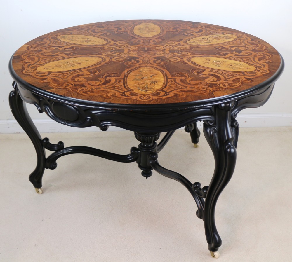 Victorian Marquetry Inlaid Circular Centre Table View II
