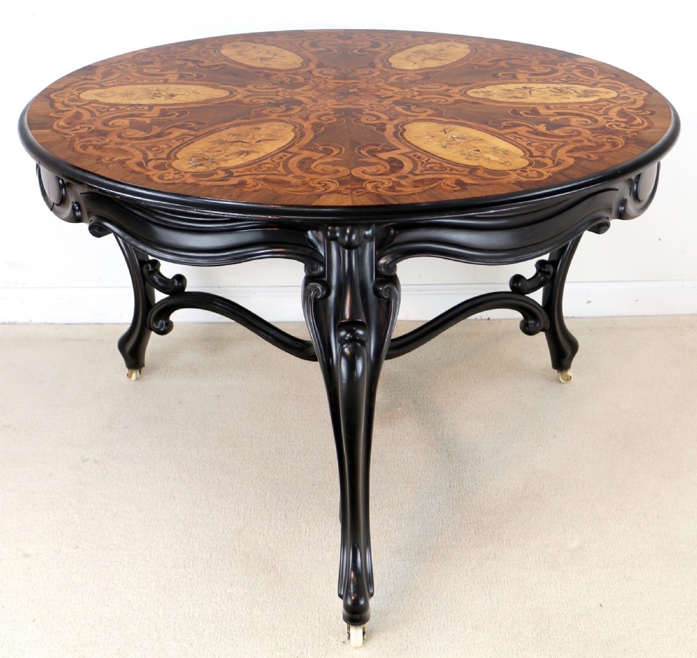 Victorian Marquetry Inlaid Circular Centre Table View VI