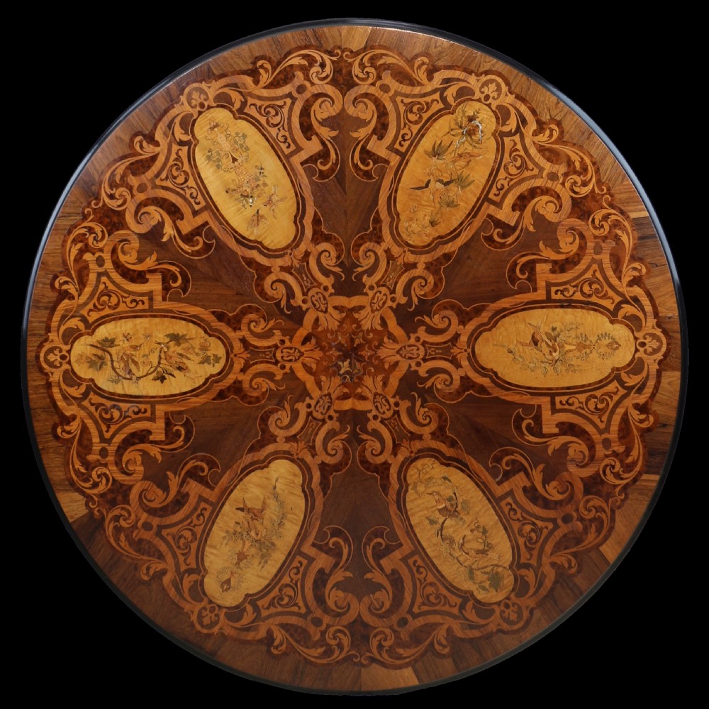 Victorian Marquetry Inlaid Circular Centre Table View X