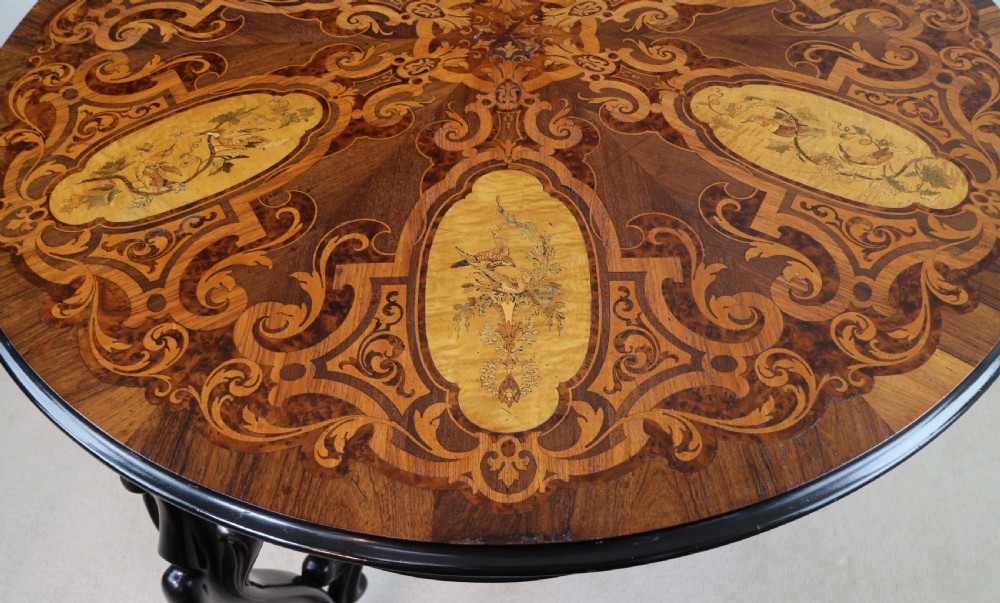 Victorian Marquetry Inlaid Circular Centre Table View XV