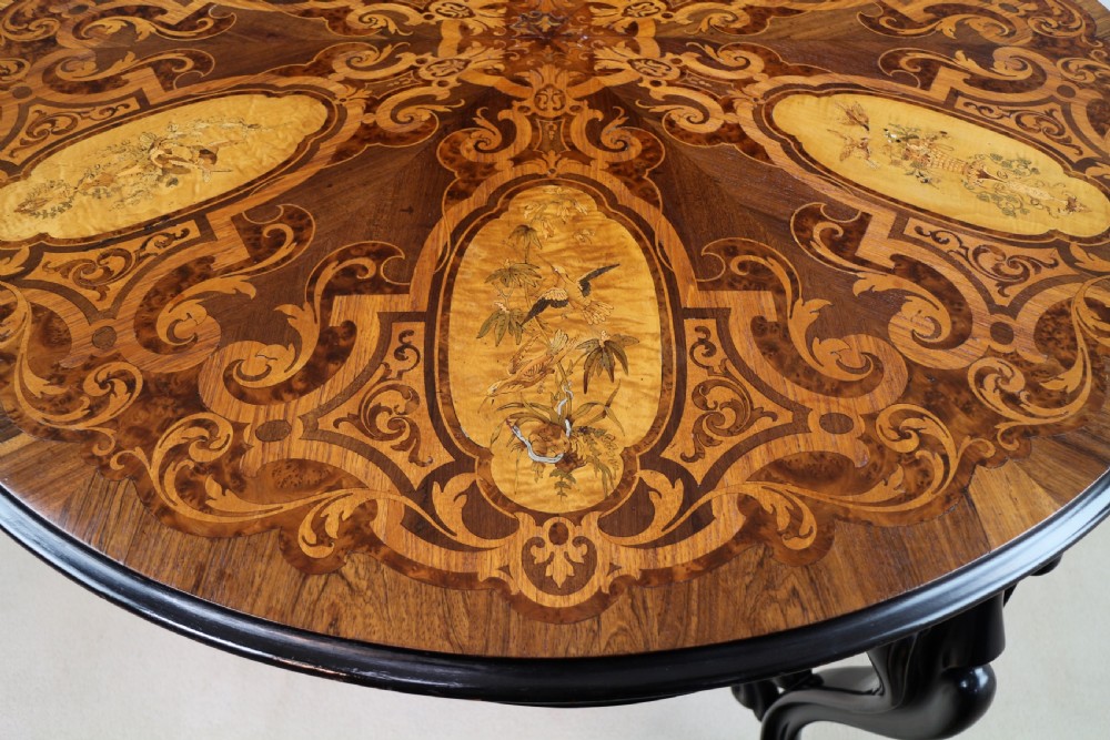 Victorian Marquetry Inlaid Circular Centre Table View XVII